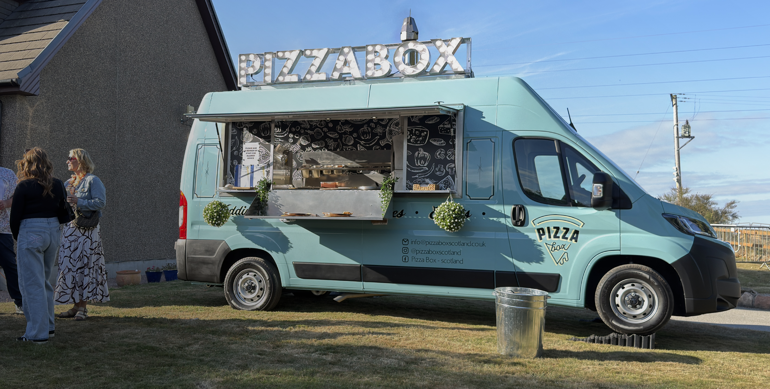 PizzaBox Scotland van serving at an outdoor private event