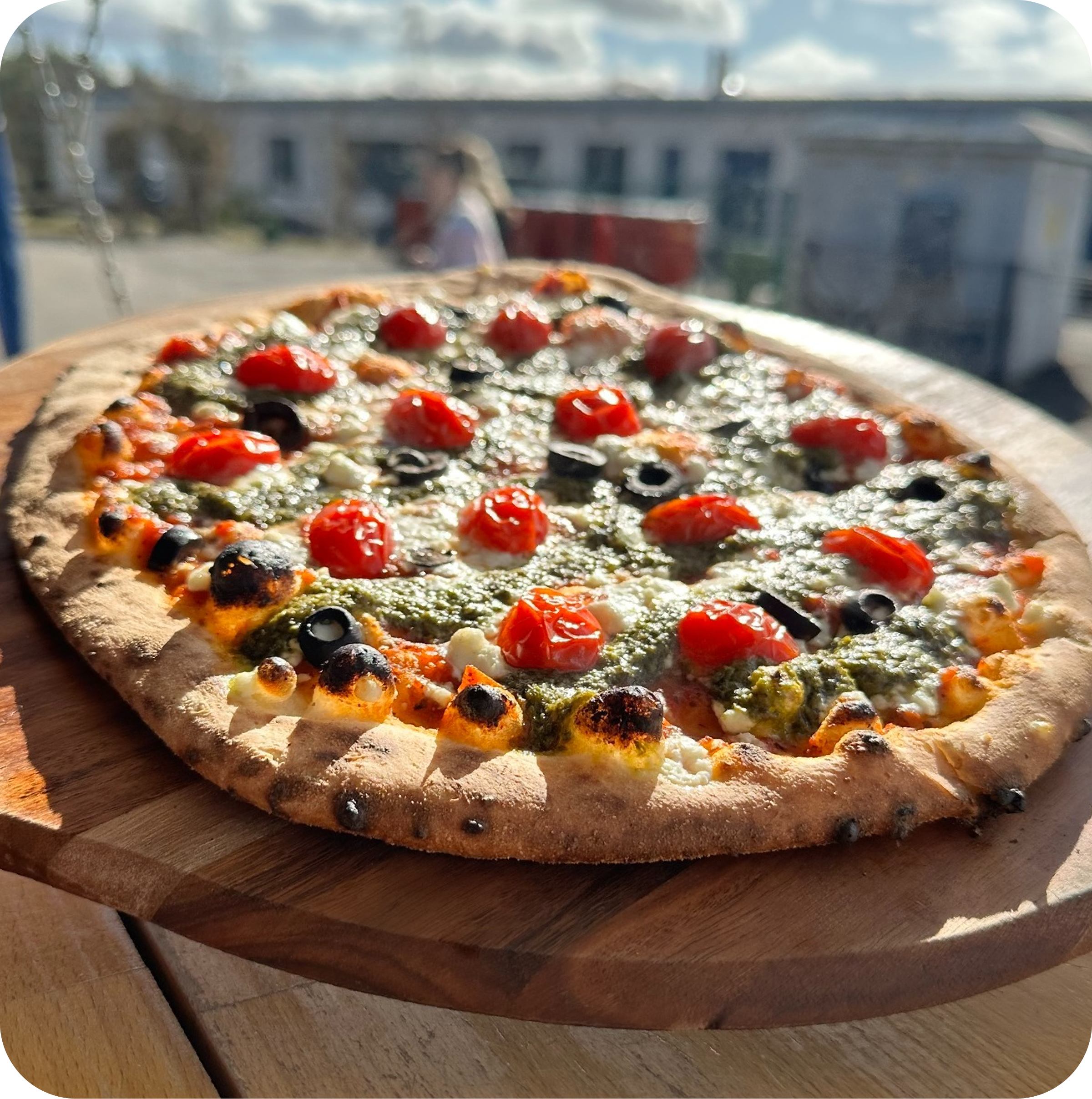 Freshly cooked pizza